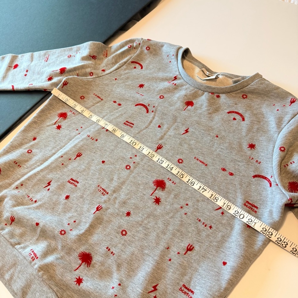 Scotch & Soda Maison Scotch Midnight Safari grey Sweatshirt, red print, szL, NWT - Picture 3 of 14